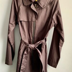 LOLE Charcoal Gray HOODED Rain Jacket Belted Womens SIZE SMALL